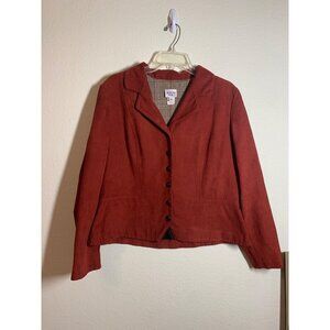 Vintage Dorby Jacket Blazer Faux Suede Business Casual Office Rusty Orange Sz 16